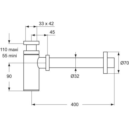 Ideal Standard D5859AA - Valamu sifoon, mattkroomviimistlusega