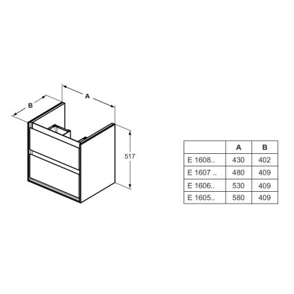 Ideal Standard E1606B2 - Valamu alla paigaldatav vannitoakapp CONNECT AIR 53x40,9 cm valge