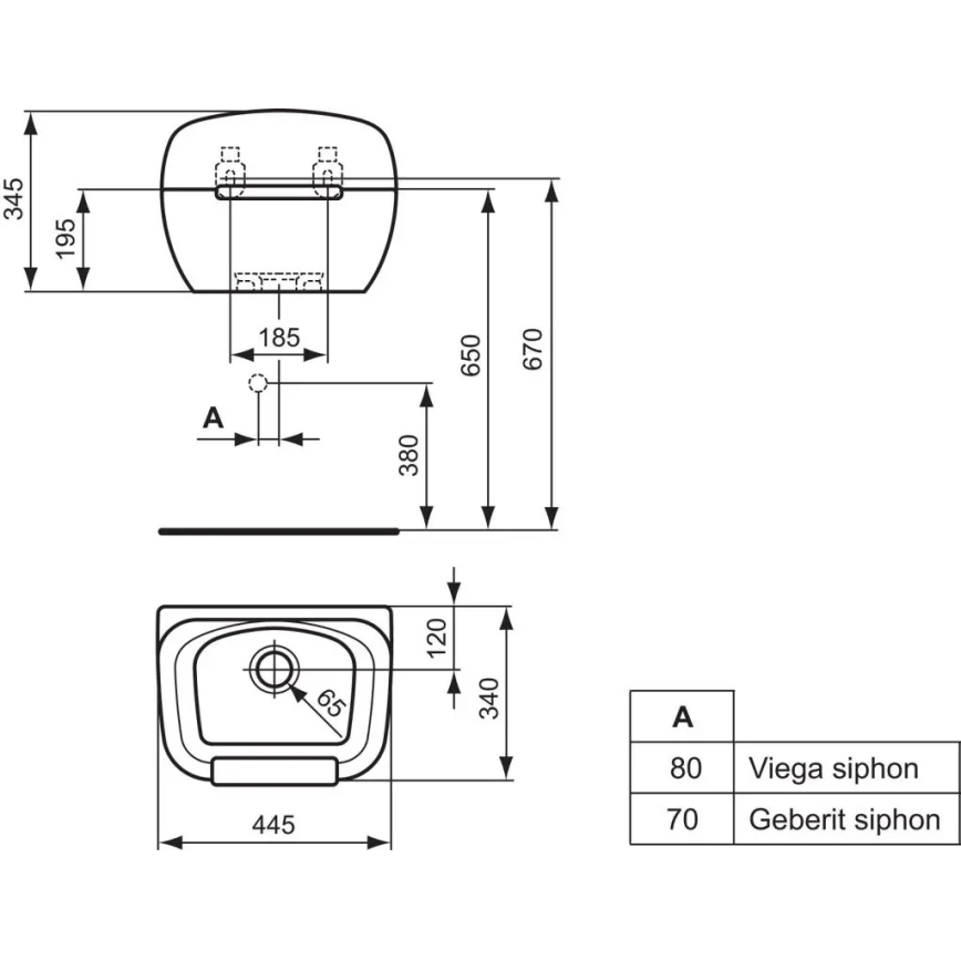 Ideal Standard R380601 - Seinale paigaldatav valamukauss DOURO 44,5x34 cm keraamika/valge