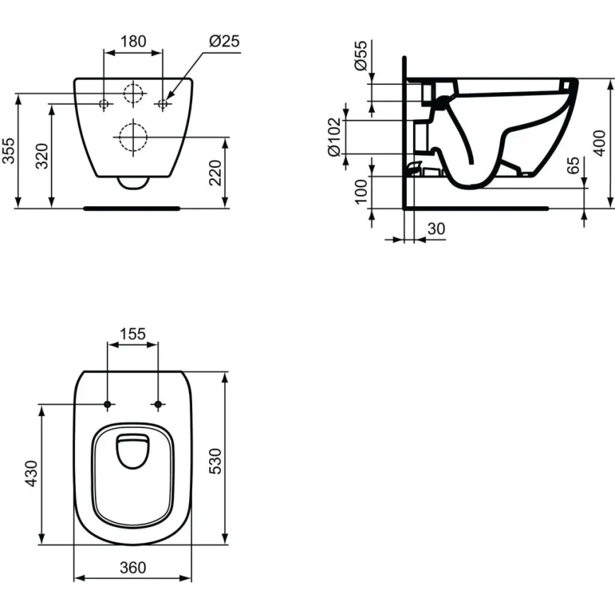 Ideal Standard T007801 - Seinale riputatav WC TESI keraamika/valge