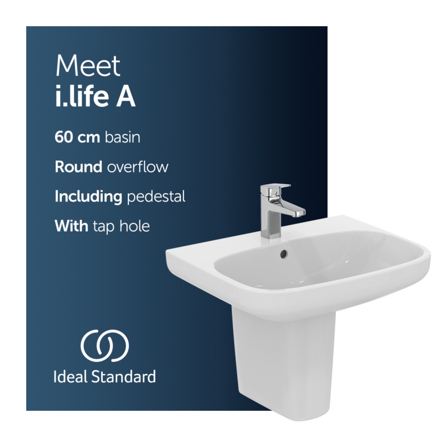 Ideal Standard T470501 - Seinavalamu I.LIFE A 60x48 cm keraamika/valge