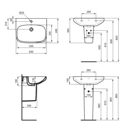 Ideal Standard T470501 - Seinavalamu I.LIFE A 60x48 cm keraamika/valge