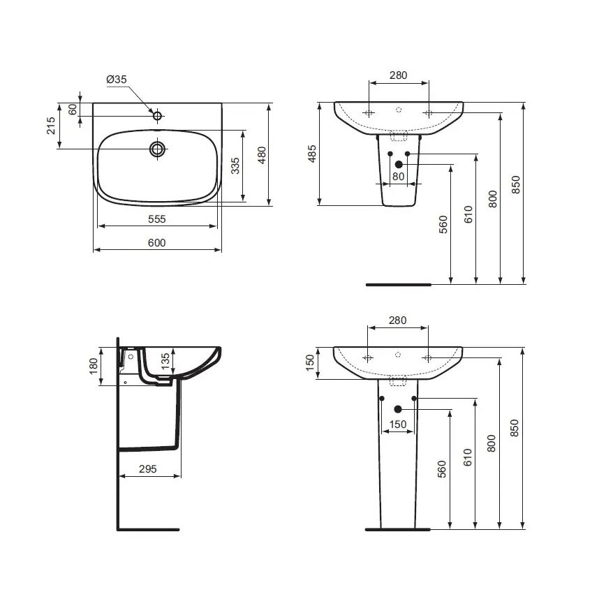 Ideal Standard T470501 - Seinavalamu I.LIFE A 60x48 cm keraamika/valge