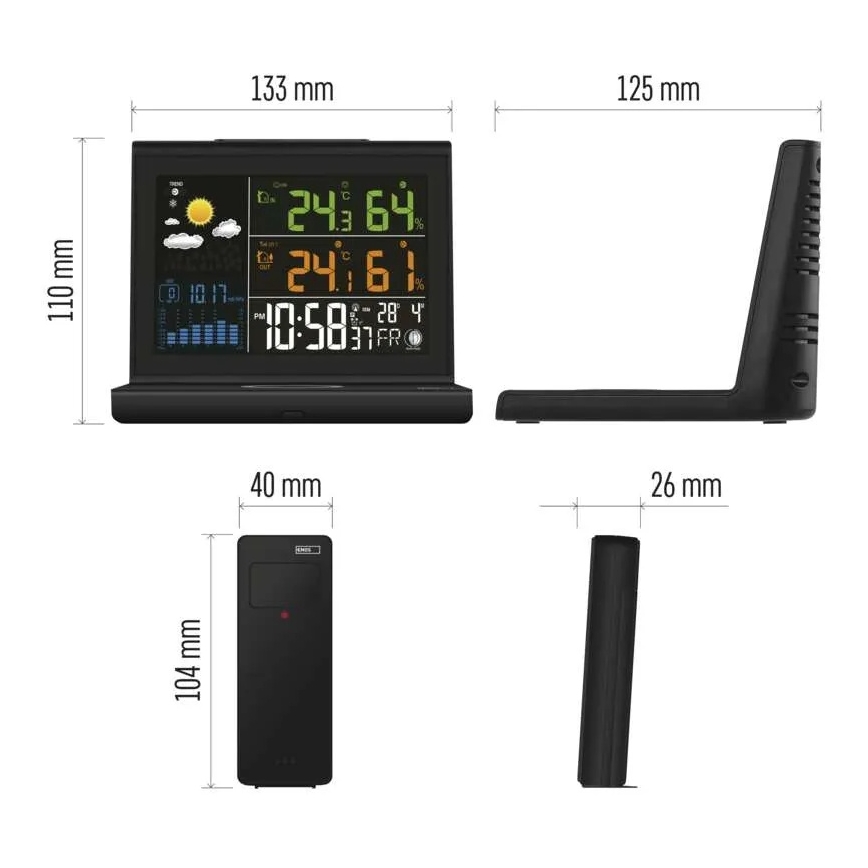 Ilmajaam juhtmevaba laadimisega 5V 2xAA + 2xAAA must