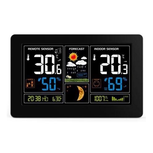 Ilmajaam LCD ekraaniga USB 5V/2xAAA + 2xAAA laadimisega must