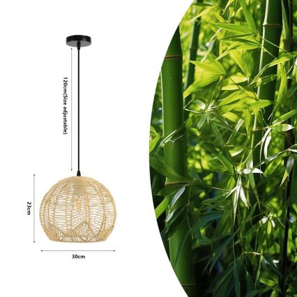 Lühter PELO 1xE27/40W/230V d. 30 cm rotang