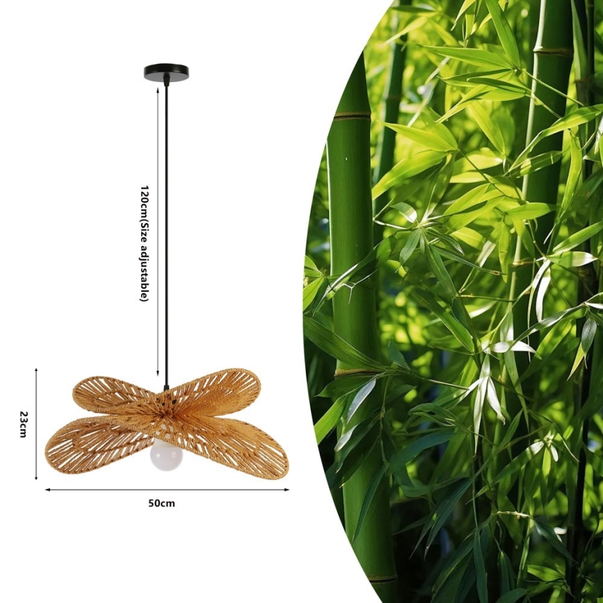 Lühter MARIPOSA 1xE27/40W/230V d. 50 cm džuut