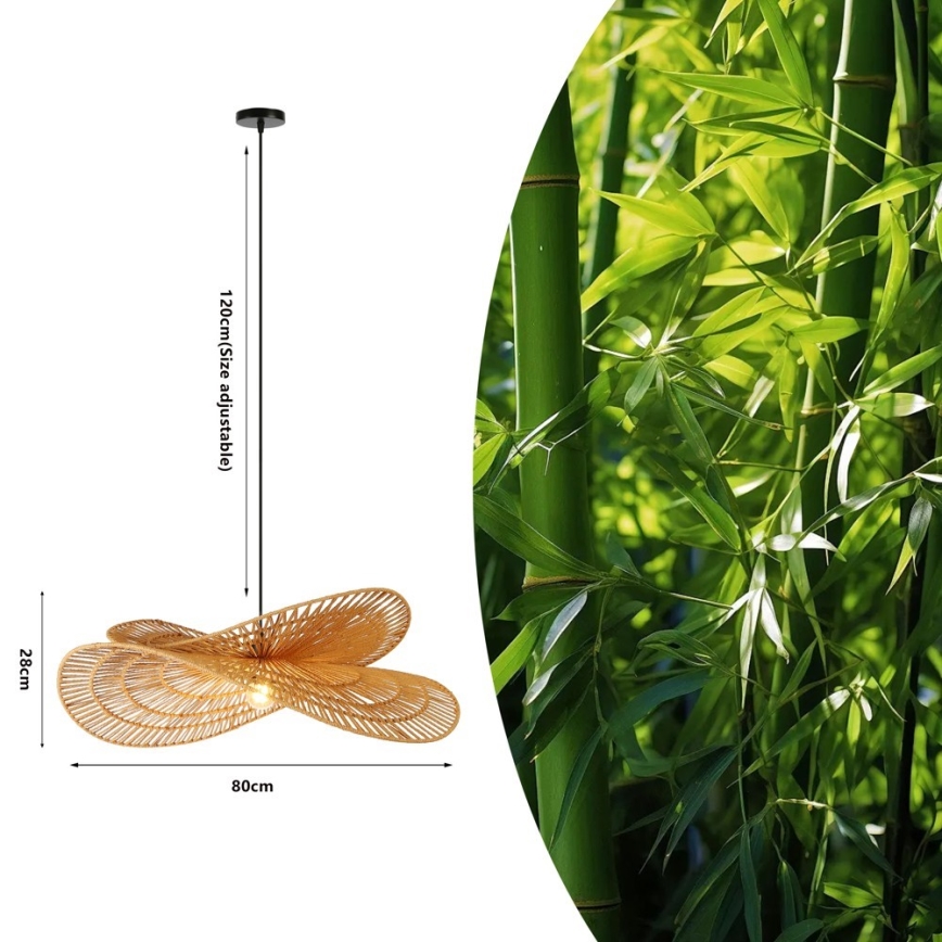Lühter MARIPOSA 1xE27/40W/230V d. 80 cm džuut