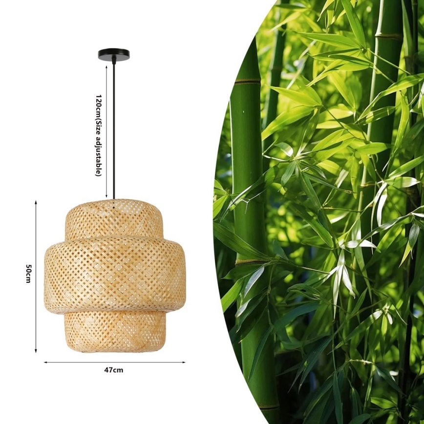 Lühter HILO 1xE27/40W/230V d. 47 cm bambus