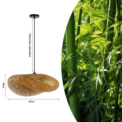 Lühter HILO 1xE27/40W/230V d. 60 cm bambus