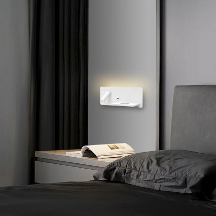 Immax 08285L - LED Kohtvalgusti seinale koos riiuli, USB pesa ja juhtmevaba laadimisega Be PREPARE LED/3W/230V + LED/3W valge