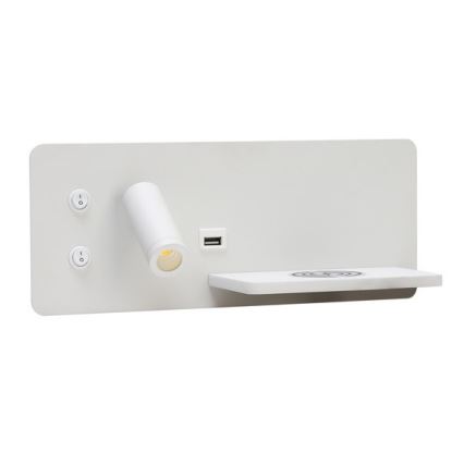 Immax 08285L - LED Kohtvalgusti seinale koos riiuli, USB pesa ja juhtmevaba laadimisega Be PREPARE LED/3W/230V + LED/3W valge