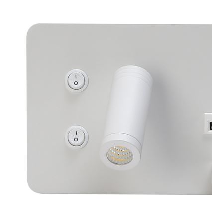 Immax 08285L - LED Kohtvalgusti seinale koos riiuli, USB pesa ja juhtmevaba laadimisega Be PREPARE LED/3W/230V + LED/3W valge