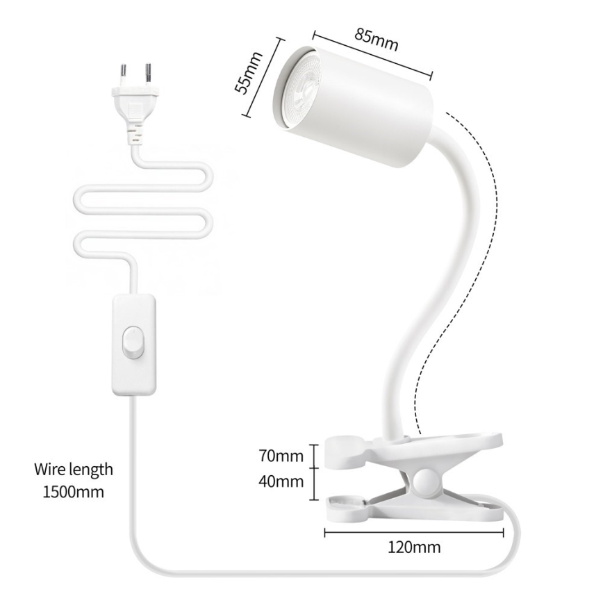 Painduv klambriga lamp PUNTO 1xGU10/9W/230V valge