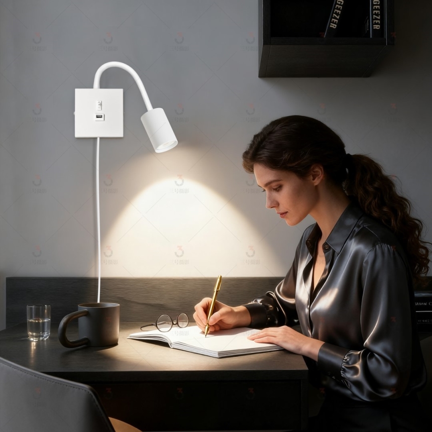 Seinavalgusti USB-iga PUNTO 1xGU10/9W/230V valge