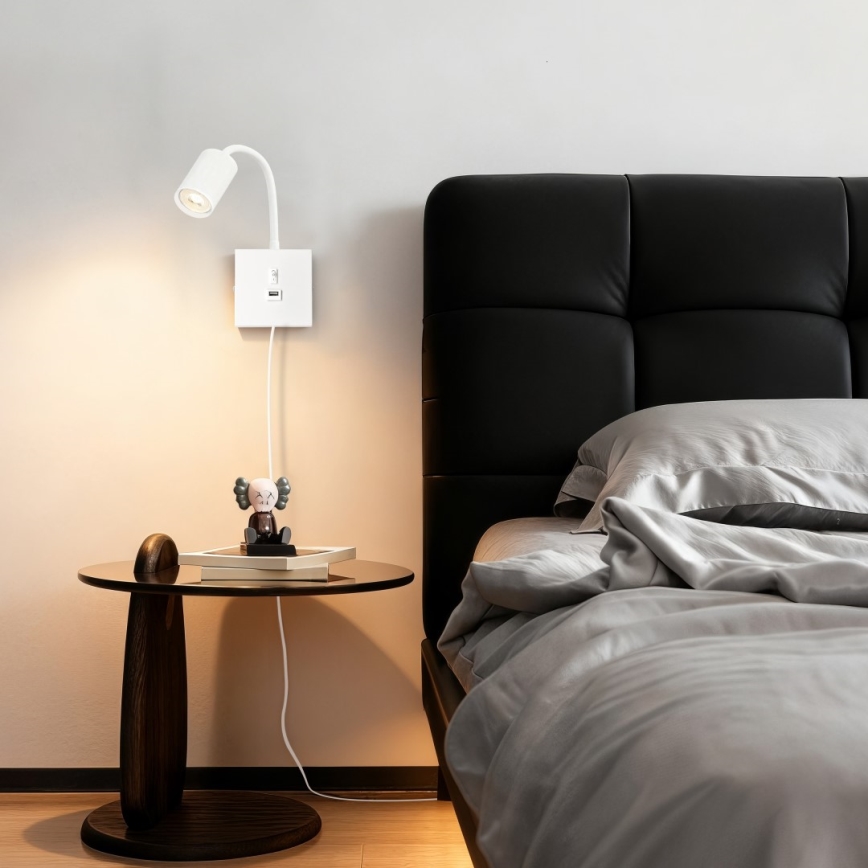 Seinavalgusti USB-iga PUNTO 1xGU10/9W/230V valge