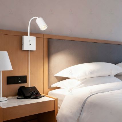 Seinavalgusti USB-iga PUNTO 1xGU10/9W/230V valge