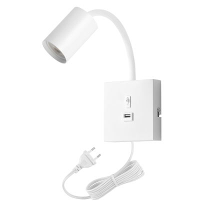 Seinavalgusti USB-iga PUNTO 1xGU10/9W/230V valge