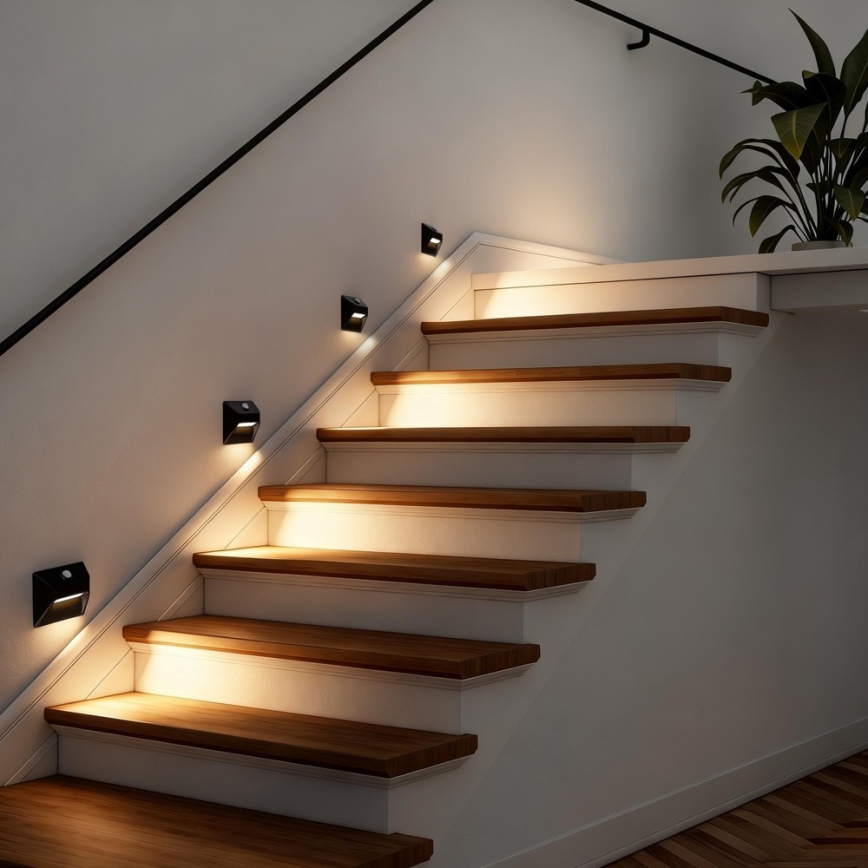 Immax 08307L - Laetav LED-trepiastmete valgusti anduriga STEP LIGHT LED/0,3W/3,7V 2200 mAh IP53 must