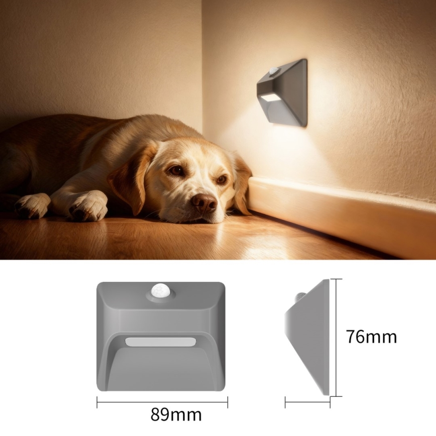 Laetav LED-trepi valgusti liikumis- ja hämarustuvastusega STEP LIGHT LED/0,3W/3,7V 2200 mAh IP53 hall