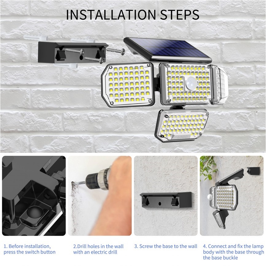 LED Päikesepaneeliga seinavalgusti anduriga LED/5W/5,5V IP65