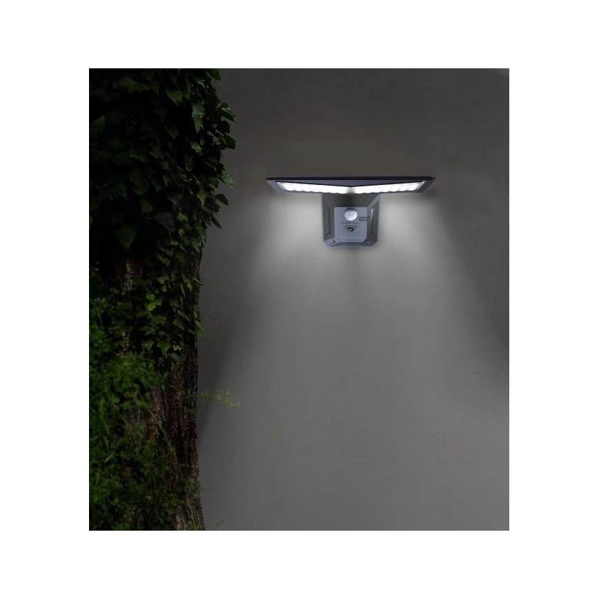 LED Päikesepaneeliga seinavalgusti koos anduriga LED/2,6W/5,5V IP65 must