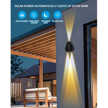 LED päikeseenergia seinavalgusti anduriga LED/2W/5V IP54 1300 mAh