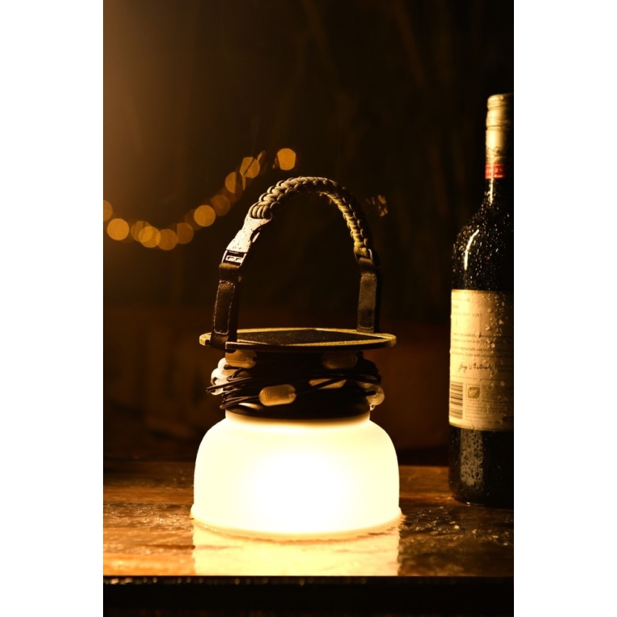 LED RGB Kaasaskantav päikesepaneeliga laetav lamp koos LED valguskett LED/10W/5V 3600 mAh IP65