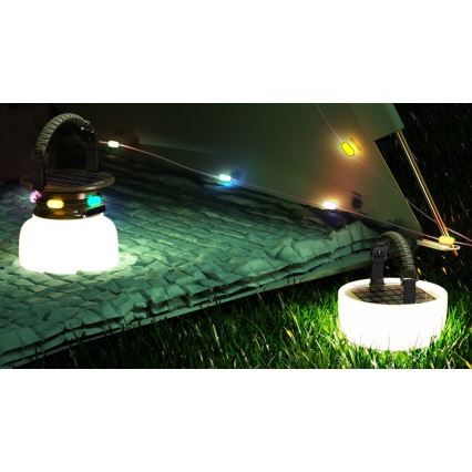 LED RGB Kaasaskantav päikesepaneeliga laetav lamp koos LED valguskett LED/10W/5V 3600 mAh IP65