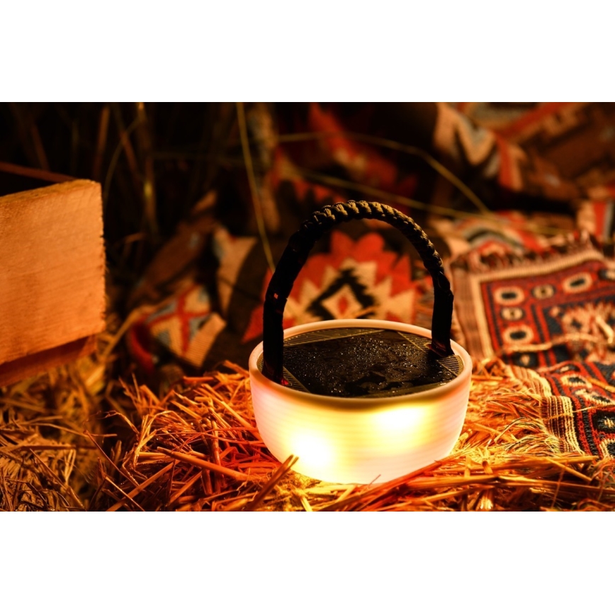 LED RGB Kaasaskantav päikesepaneeliga laetav lamp koos LED valguskett LED/10W/5V 3600 mAh IP65