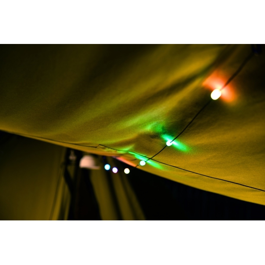 LED RGB Kaasaskantav päikesepaneeliga laetav lamp koos LED valguskett LED/10W/5V 3600 mAh IP65