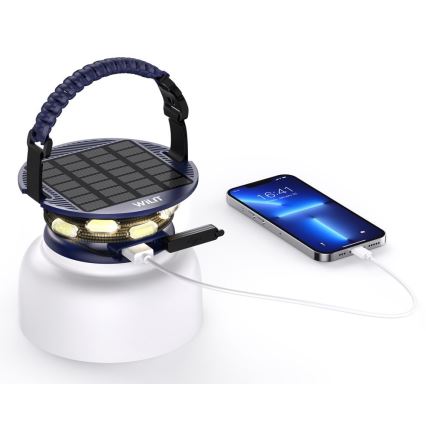LED RGB Kaasaskantav päikesepaneeliga laetav lamp koos LED valguskett LED/10W/5V 3600 mAh IP65