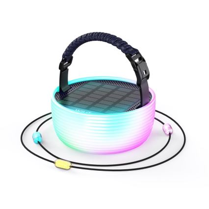 LED RGB Kaasaskantav päikesepaneeliga laetav lamp koos LED valguskett LED/10W/5V 3600 mAh IP65