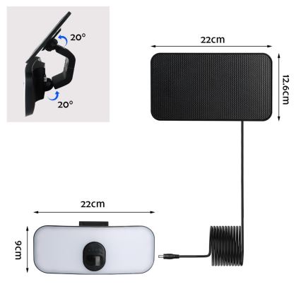 LED Päikesepaneeliga seinavalgusti koos anduriga LED/13W/3,7V 4000K IP65