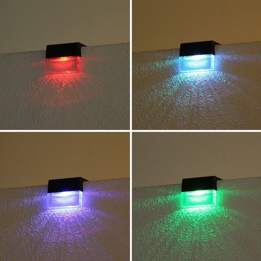 KOMPLEKT 6x LED RGB Päikesepaneeliga seinavalgusti LED/1W/1,2V 3500K IP65