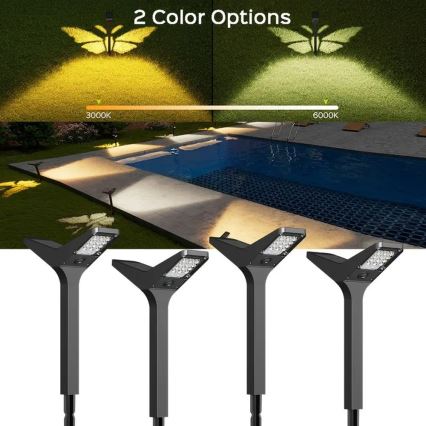 LED päikeselamp anduriga SUN BUTTERFLY LED/1,5W/3,7V 3000/6000K IP65 1500 mAh