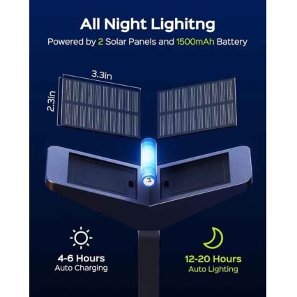 LED päikeselamp anduriga SUN BUTTERFLY LED/1,5W/3,7V 3000/6000K IP65 1500 mAh