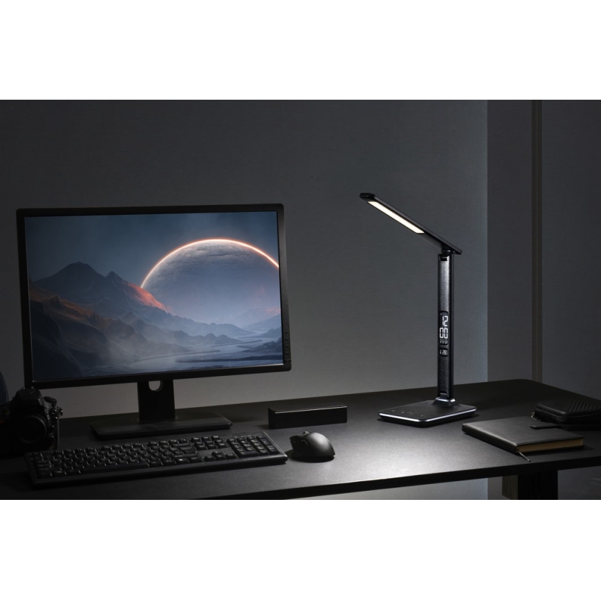 LED Hämardatav laualamp ekraaniga KINGFISHER LED/9W/230V/12V must