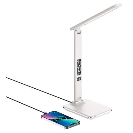 LED Hämardatav laualamp juhtmevaba laadimisega QI ja USB KINGFISHER LED/8,5W/230V valge