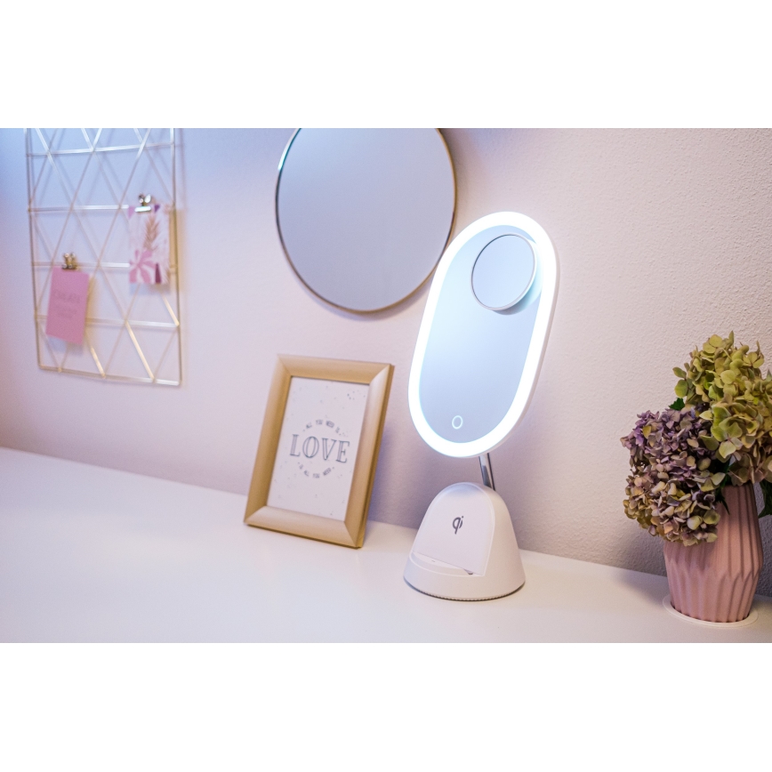 LED Hämardatav kosmeetikapeegel juhtmevaba laadimisega LED/18W/230V