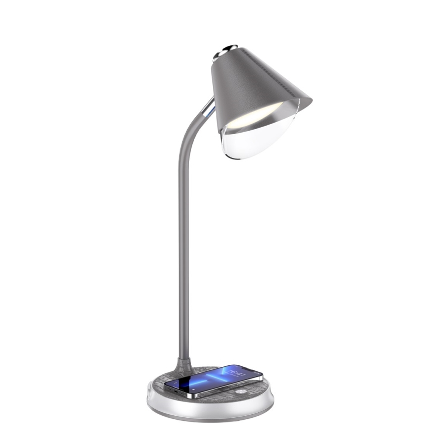 LED Hämardatav laualamp juhtmevaba laadimisega FINCH LED/9W/12/230V hall/läikiv kroom