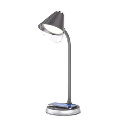 LED Hämardatav laualamp juhtmevaba laadimisega FINCH LED/9W/12/230V hall/läikiv kroom