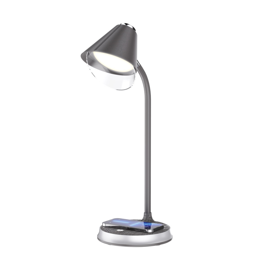 LED Hämardatav laualamp juhtmevaba laadimisega FINCH LED/9W/12/230V hall/läikiv kroom