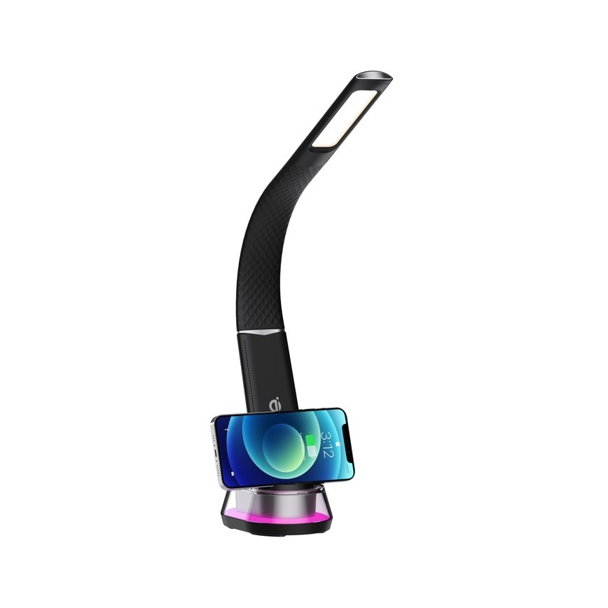LED RGB Hämardatav laualamp juhtmevaba laadimisega CORELLA LED/7W/12/230V must