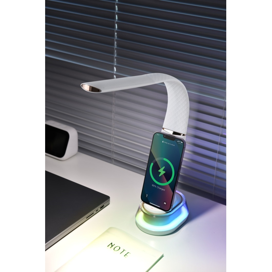 LED RGB Hämardatav laualamp juhtmevaba laadimisega CORELLA LED/7W/12/230V valge