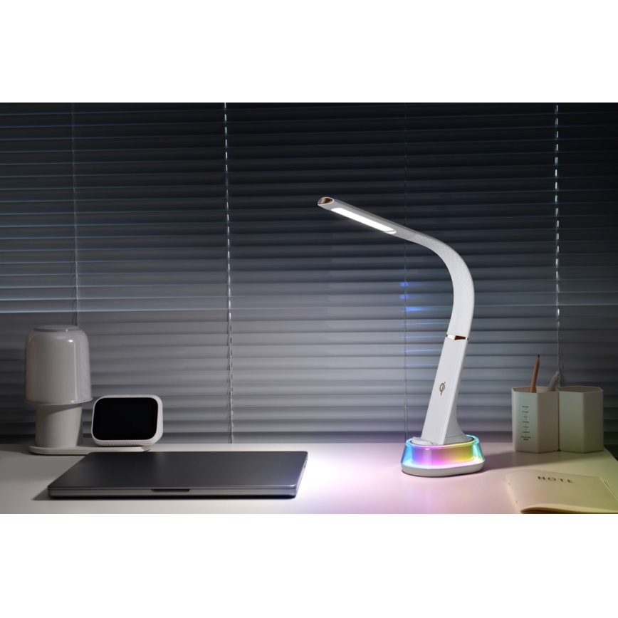 LED RGB Hämardatav laualamp juhtmevaba laadimisega CORELLA LED/7W/12/230V valge