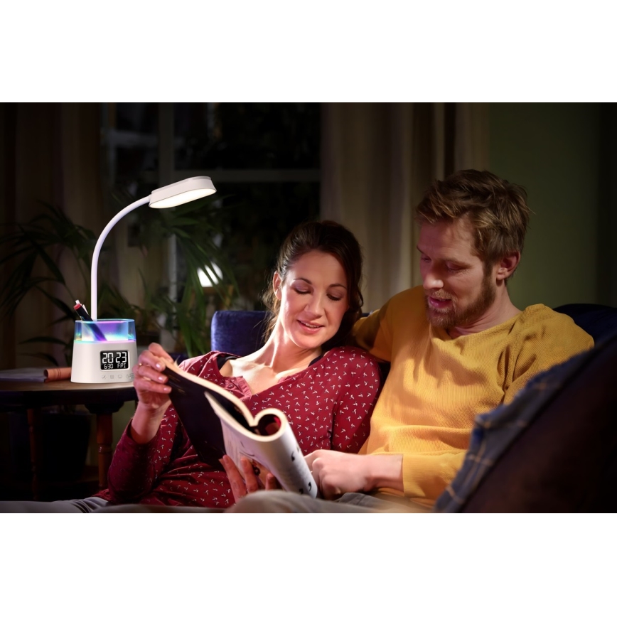 LED RGBW Hämardatav laualamp pliiatsihoidikuga FALCON LED/10W/5V