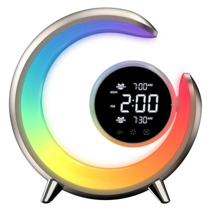 LED RGBW Hämardatav laualamp koos äratuskellaga PEACOCK LED/20W/5V USB