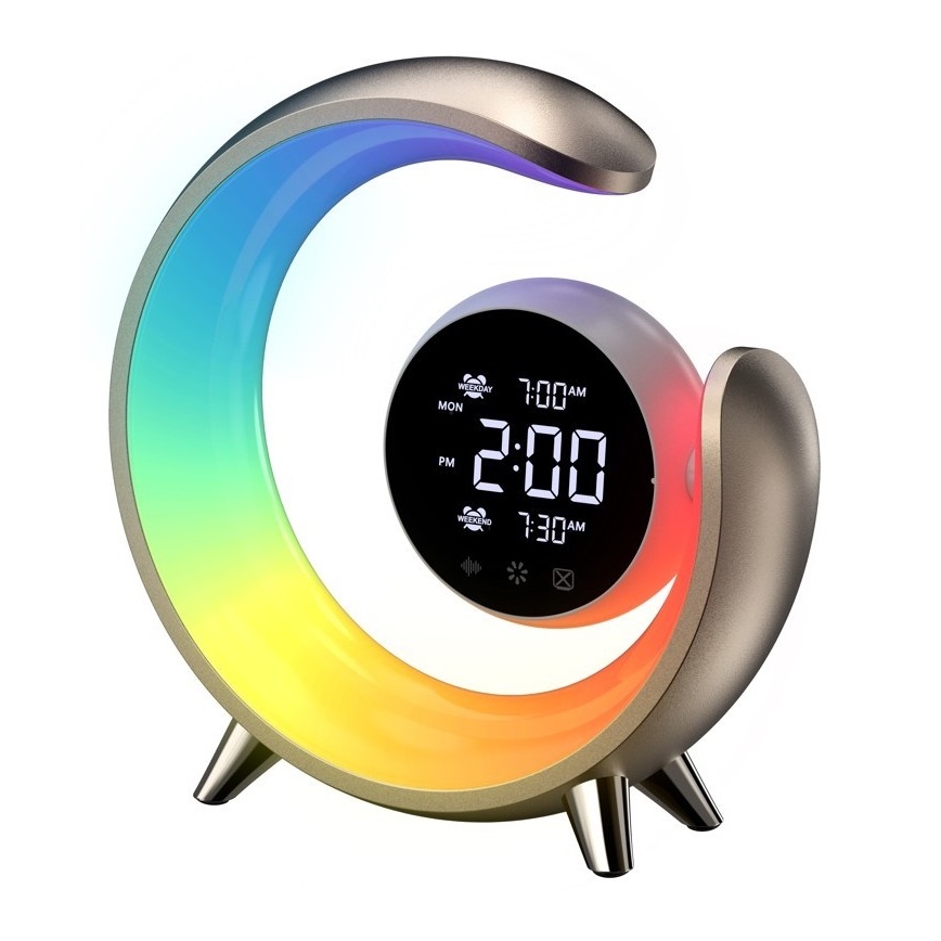 LED RGBW Hämardatav laualamp koos äratuskellaga PEACOCK LED/20W/5V USB