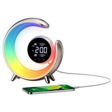 LED RGBW Hämardatav laualamp koos äratuskellaga PEACOCK LED/20W/5V USB